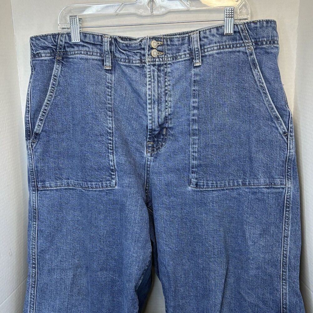 Gap High Rise Wide Leg Crop Jeans Womens 18/34R Blue Dark Wash Stretch Denim - Picture 2 of 9